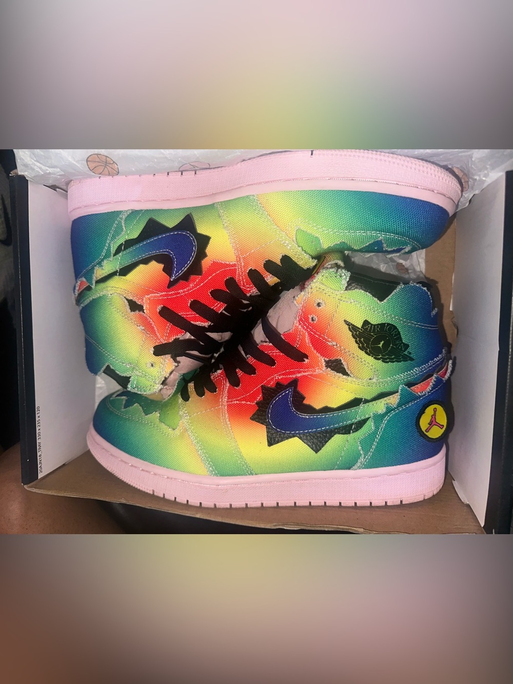 Us mens 10 Air Jordan 1 J Balvin Athletic Shoes Rainbow
